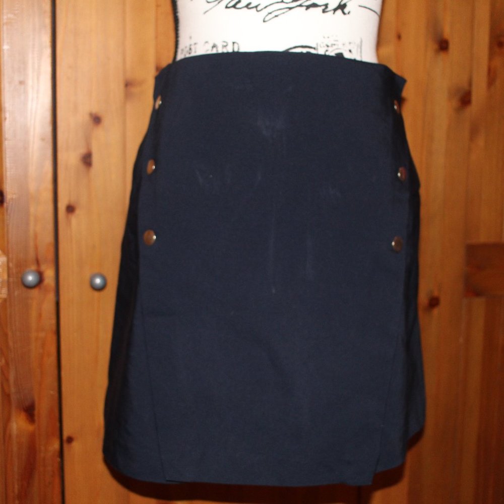 Zara Basic Navy Shirt with Gold Buttons Size L